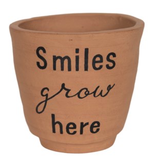 SMILES GROW HERE TERRACOTTA PLANTER