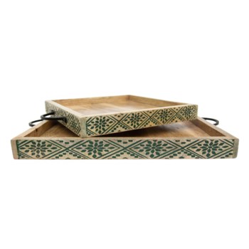 GROVE CARVED TRAYS, SET OF 2