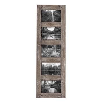 4X6 FIVE PHOTO WEATHERED WOOD FRAME WITH NAIL ACCENTS