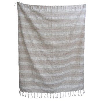 HAND WOVEN ROCKY THROW TAUPE