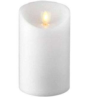 3.5"x5.5" Moving Flame White Pillar Candle - WHITE