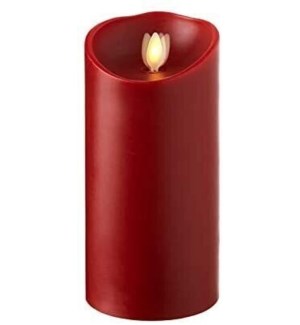 3.5"x7" Moving Flame Red Pillar Candle - BURGUNDY