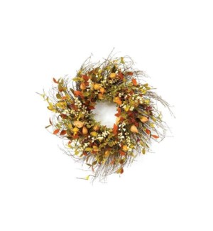 Cape Gooseberry Wreath 20"D Twig/Fa