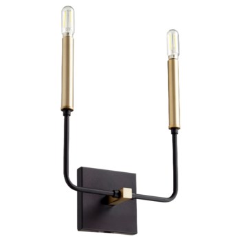 Lacy 2 Light Soft Contemporary Black and Aged Brass Wall Sconce
