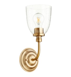 Rossington 1 Light Transitional Aged Brass Clear Seeded Glass Wall Sconce