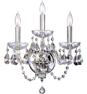 Bohemian Katerina 3 Light Traditional Chrome Imperial Crystal Wall Sconce