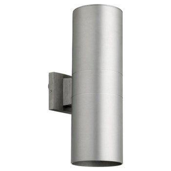 Cylinder 2 Light Contemporary Brushed Aluminum Outdoor Wall Light