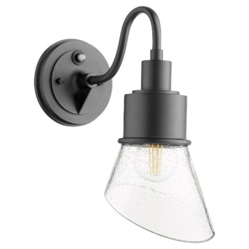 Torrey Black Clear Seeded - Modern Farmhouse Outdoor Wall Light with Photocell