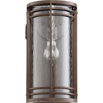 Larson Oiled Bronze Clear Hammered Glass Transitional Outdoor Wall Light