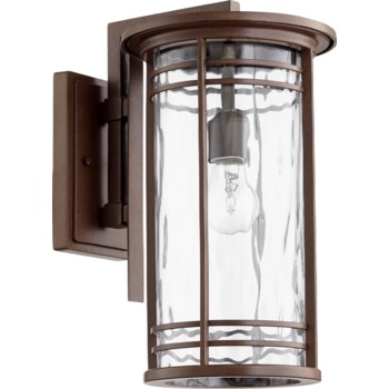 Larson Oiled Bronze Clear Hammered Glass Transitional Outdoor Wall Light