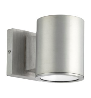 Cylinder Brushed Aluminum Contemporary Outdoor Wall Light