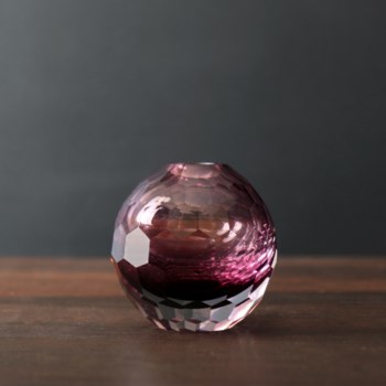 GLASS Faceted Round Bud Vase (Amethyst)