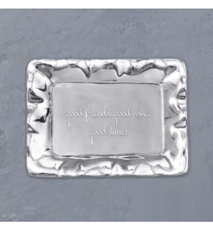GIFTABLES Vento Rectangular Engraved Tray "good friends, good wine, good times"