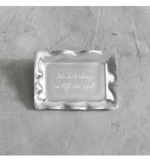 GIFTABLES Vento Rectangular Engraved Tray "The best things in life are aged"