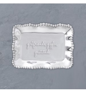 GIFTABLES Organic Pearl Rectangular Engraved Tray "girlfriends, giggles, gratitude"