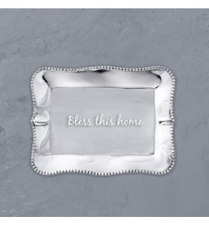 GIFTABLES Pearl Denisse Rectangular Engraved Tray "Bless this home"