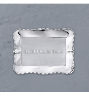 GIFTABLES Pearl Denisse Rectangular Engraved Tray "Thankful, Grateful, Blessed"