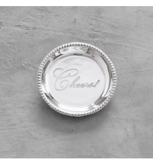 GIFTABLES Organic Pearl Round Wine Plate "Cheers!"