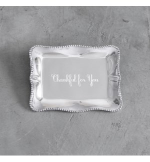 GIFTABLES Pearl Denisse Rectangular Engraved Tray "Thankful for You"