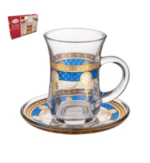 Tea Glass 6 by 6 Set 5Oz Gold Design                         643700300461