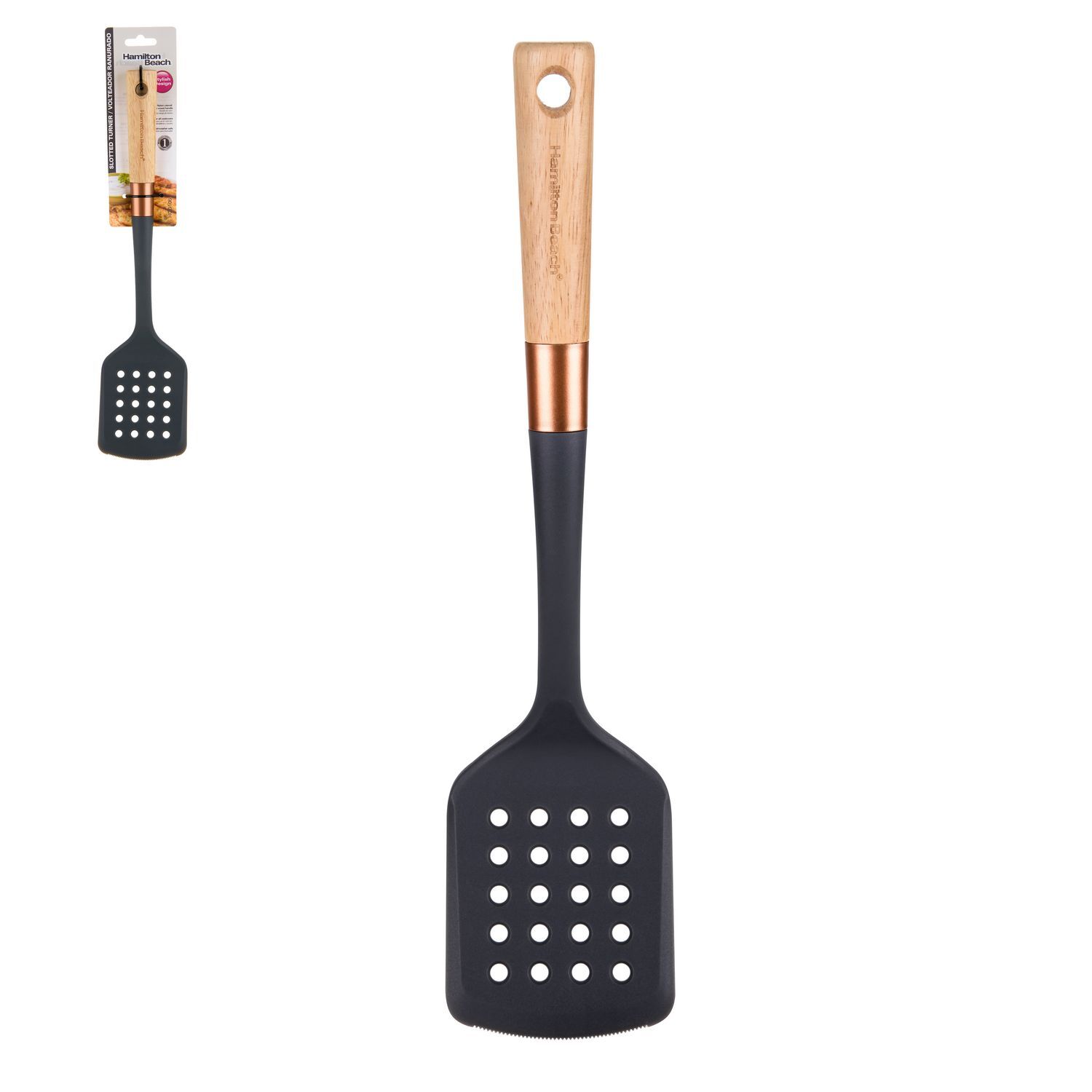 Hamilton Beach Slotted Turner Nylon 14.5in Wood Handle 