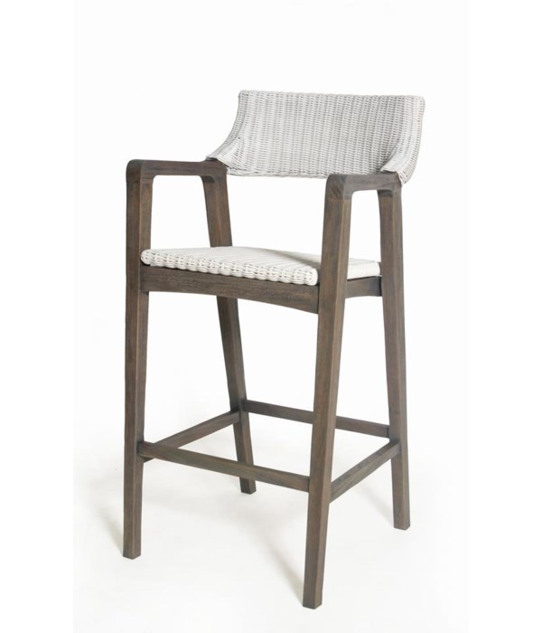 Urbane Bar Chair  Frame Color - Old Gray  Woven Seat & Back Color - White  SOLD AS-IS  ~  ALL SA