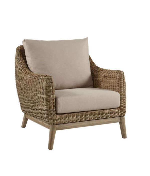 Metropolitan Club Chair Stone Weave, Old Gray Frame Cushion Color - Linen