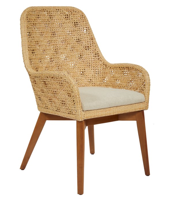 Ava Arm Chair Color - Natural Cushion Color - Cream