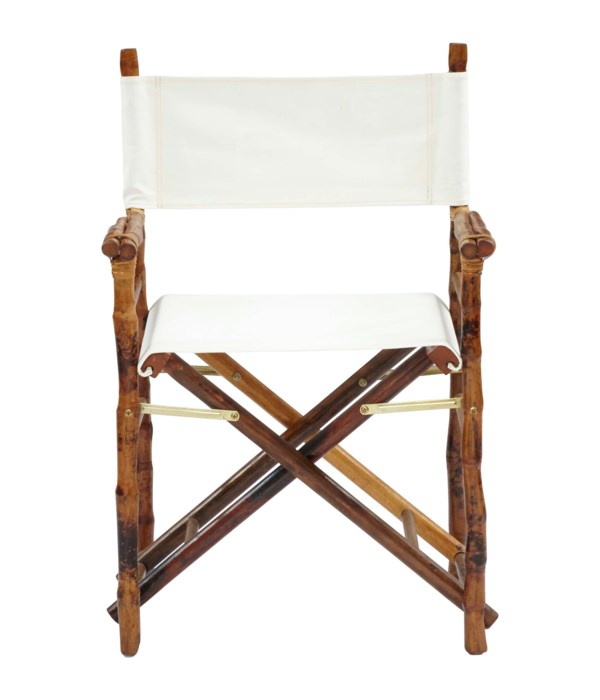 Folding Campaign Directors Chair Frame Color - Tortoise Matte   Seat and Back Color - White Sold