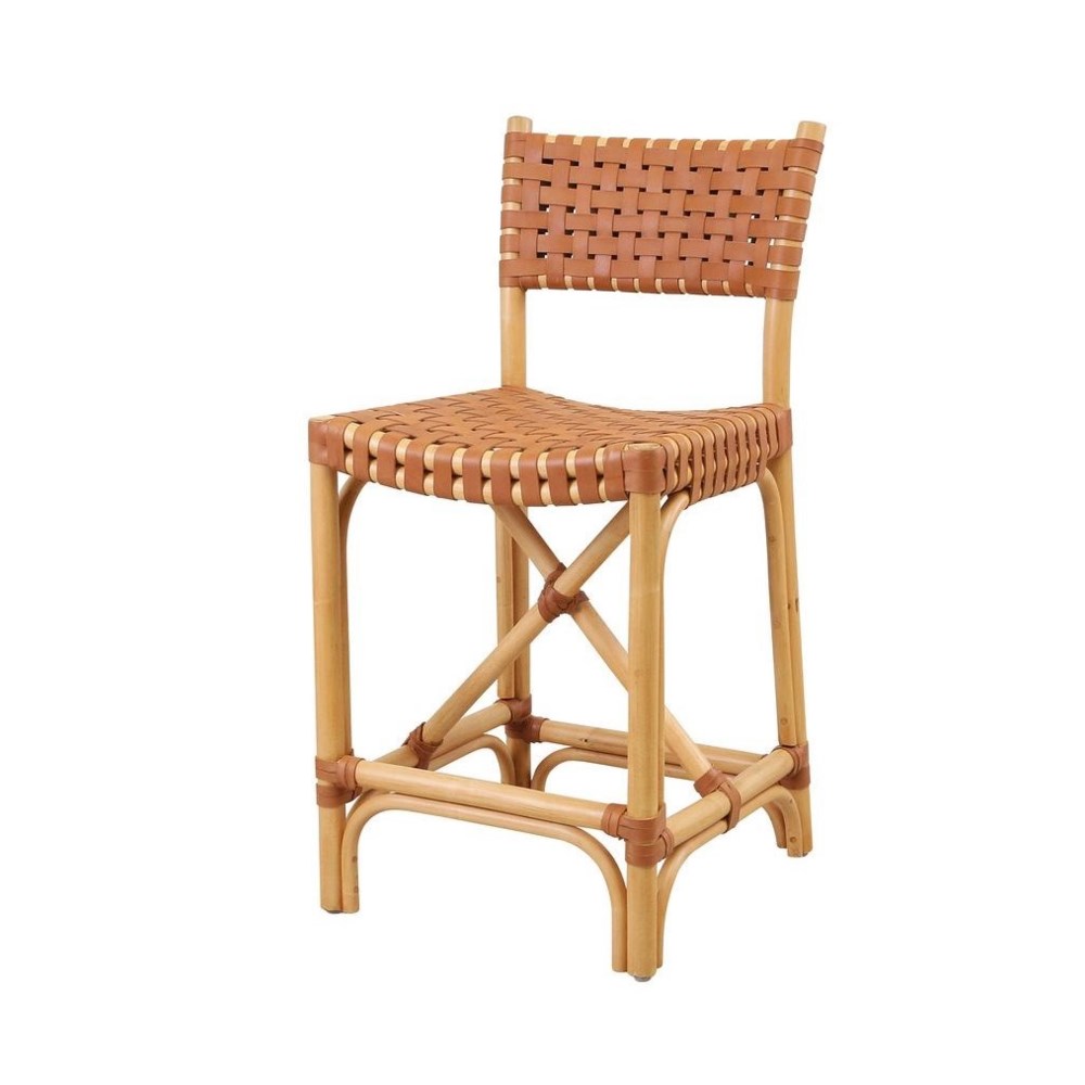 Malibu Counter Chair Frame Color - Natural Leather Color - Brown CLOSE-OUT - 50% OFF!SOLD AS-IS