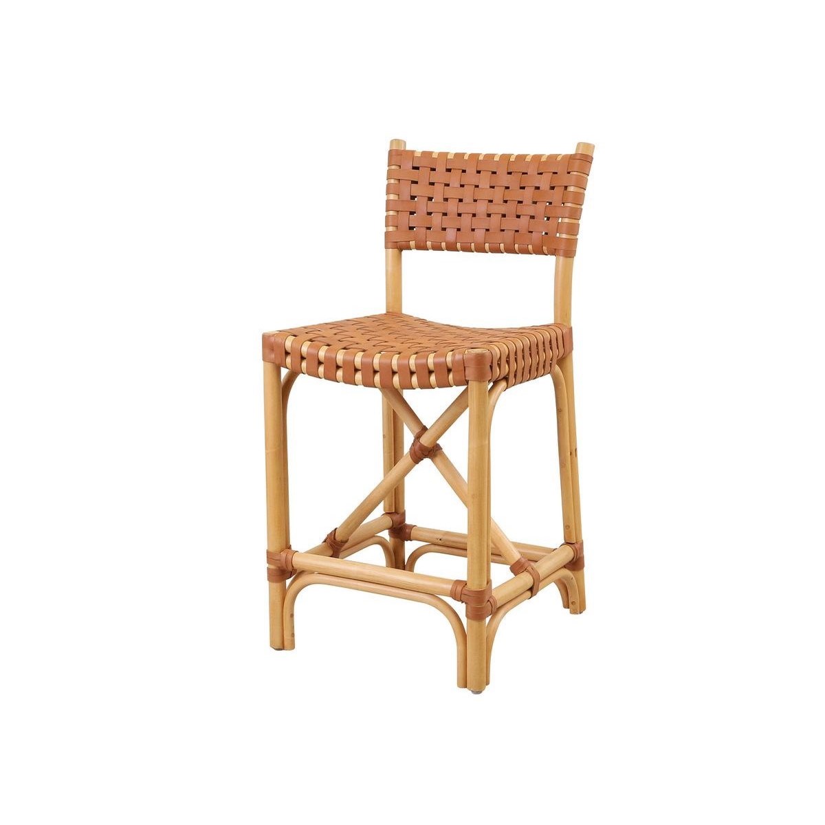 Malibu Counter Chair Frame Color - Natural Leather Color - Brown CLOSE-OUT - 50% OFF!SOLD AS-IS