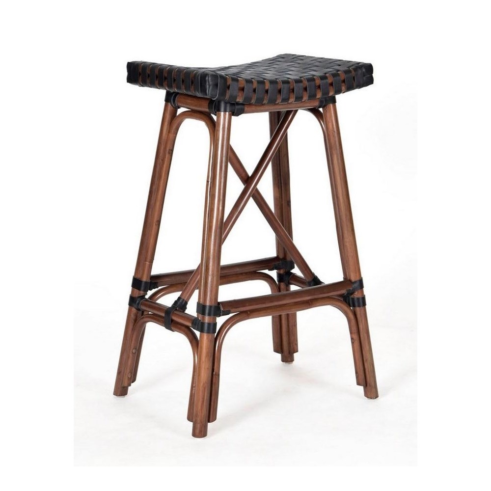 Malibu Counter Stool  Frame Color - Cocoa  Leather Color - Black CLOSE-OUT - 50% OFF!SOLD AS-IS
