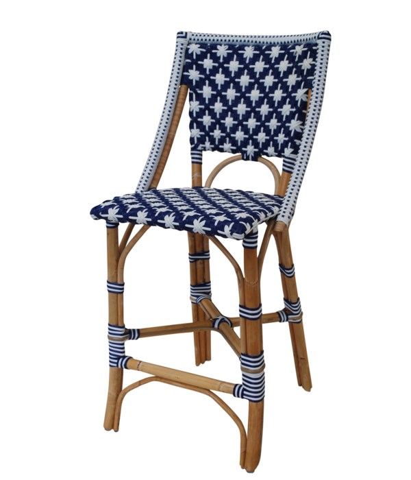 Bistro Counter Chair Color - Navy/White (Star Pattern)