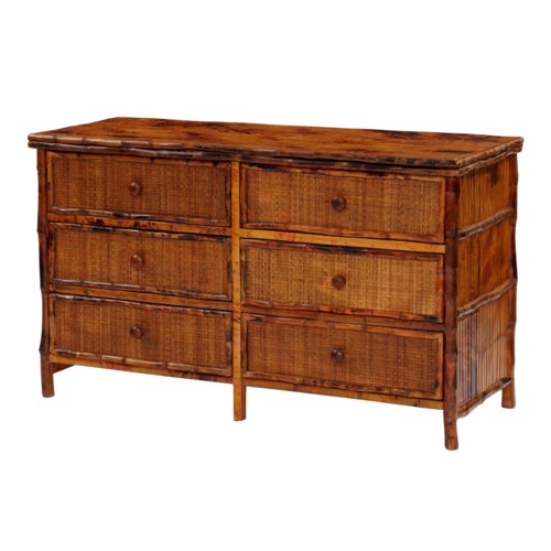 Six Drawer Dresser Woven Front Finish Antique Tortoise