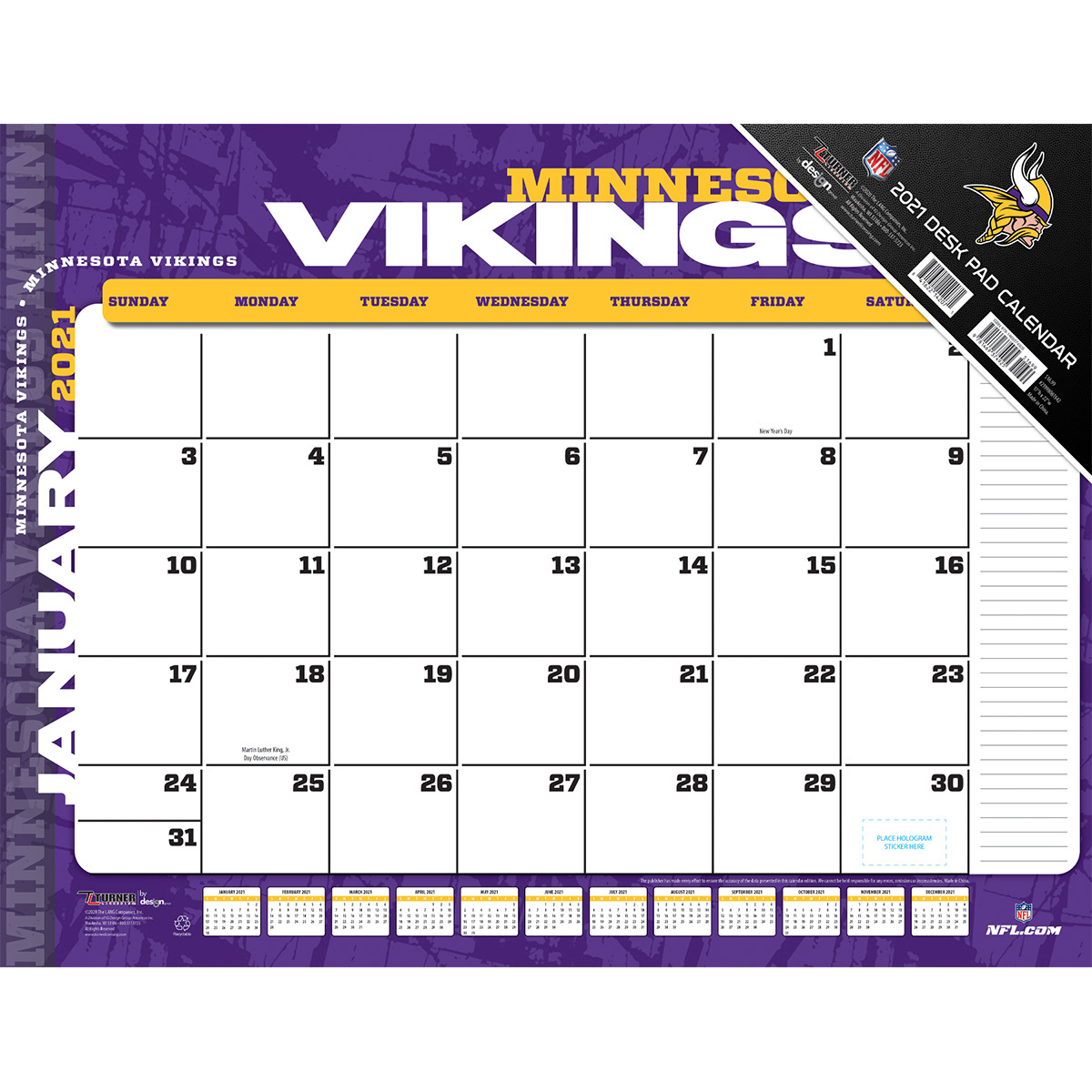 Turner Licensing Minnesota Vikings 2021 Desk Calendar 