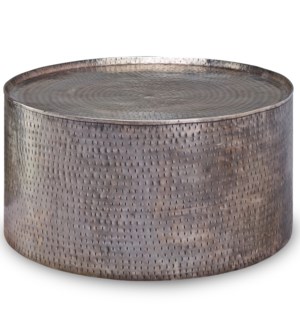 PALA COFFEE TABLE- PEWTER | Distressed Pewter Finish on Hammered Metal