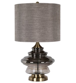 KIMBALL TABLE LAMP | Smoked Ombre Glass Body with Brass Finish on Metal Base | Hardback Shade | 150
