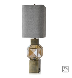 BEVERLY TABLE LAMP | Brass Finish on Glass Body with Antique Brass Finish on Metal Base | Hardback S