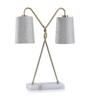 HUME TABLE LAMP |Brass Finish on Metal Body with Marble Base | Hardback Shades