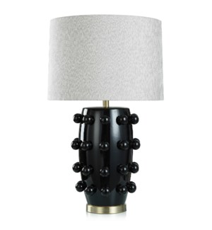 MARNI TABLE LAMP | Black Finish on Ceramic Body with Brass Base | Hardback Shade