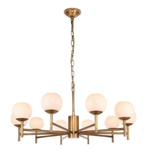 EVERETT CHANDELIER | Milk Glass Globes with Brass Finished Metal