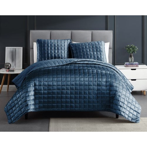 Luxe Cobalt Blue 3pc King Velvet Coverlet Coverlets Hallmart