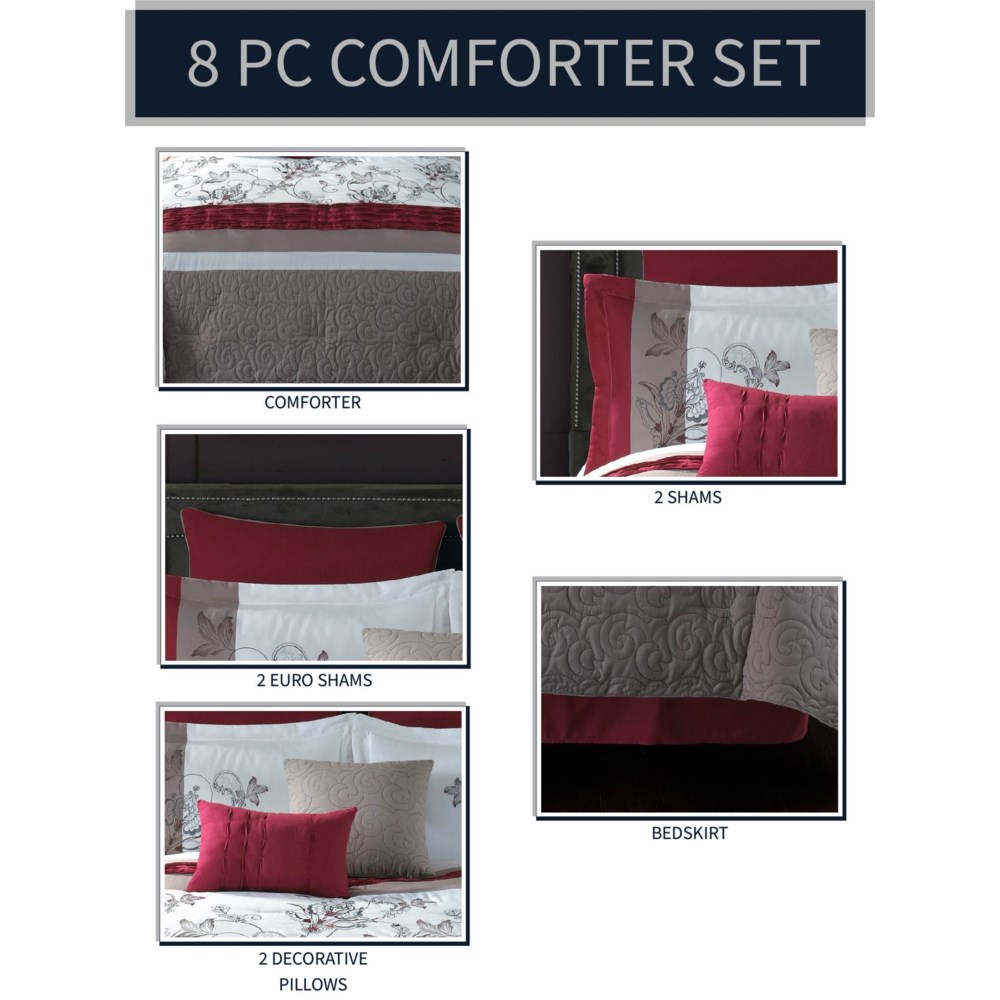 Eloise 8 Piece Queen Comforter Cover w Filler Set