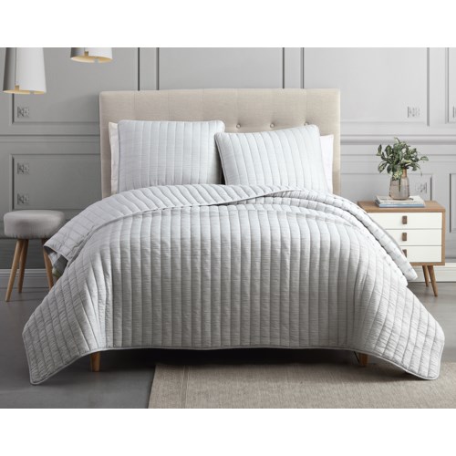 Mansfield 3pc F Q Light Gray Crinkle Coverlet Coverlets