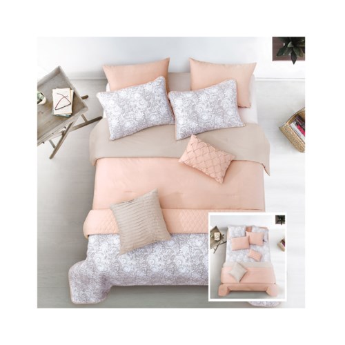 Kaylan Blush Taupe 8pc King Layered Comforter Coverlet Set