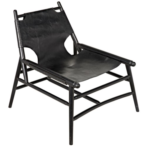 Tiger Chair With Leather Charcoal Black Occasional Chairs