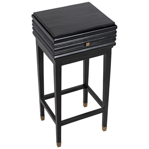 Kitame Side Table With Drawer Charcoal Black Accent Tables Noir