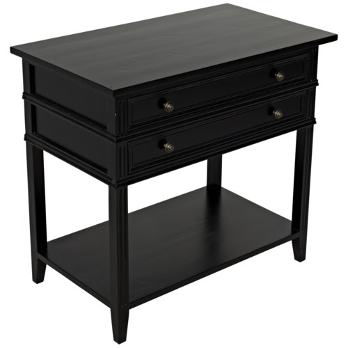 Colonial 2 Drawer Side Table Distressed Black Quick Ship Noir