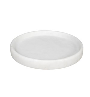 16" Round Tray, White Marble