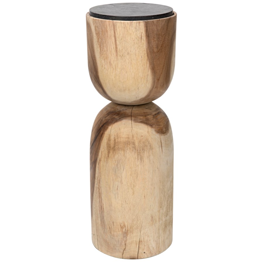 Almond Side Table Munggur  w Stone Top new items Noir